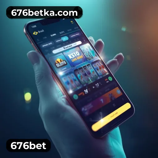 App 676bet para iOS e Android — interface mobile, login biométrico e PIX integrado